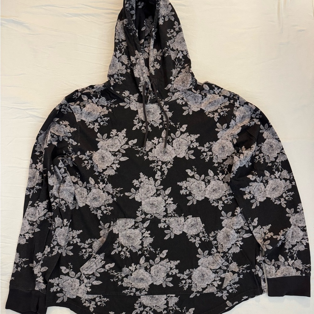 Floral Black and Gray Hoodie